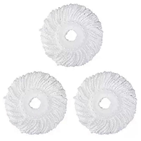 3 Erstatningsmopp Mikro-Hode Refill for 360° Magic Mop - Mikrofiber Erstatning - Rund Form Standard