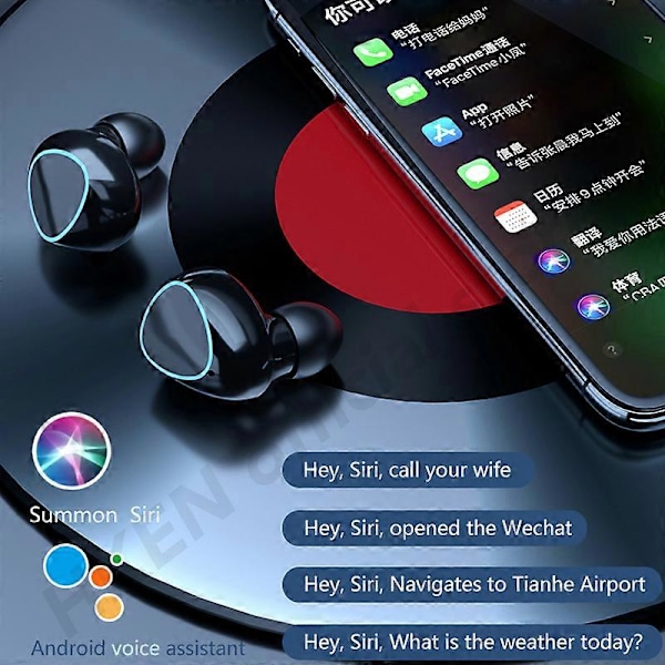 3500mAh Trådløse Øretelefoner Bluetooth V5.0 TWS Trådløse Hodetelefoner LED-Display Med Powerbank Headset Med Mikrofon