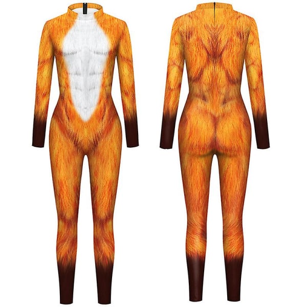 Halloween Cosplay Kostym Rolig Body Dam Spandex Zentai Suit Helkroppsdräkt Djurskalle Printed Halloween rekvisita style 2 XL