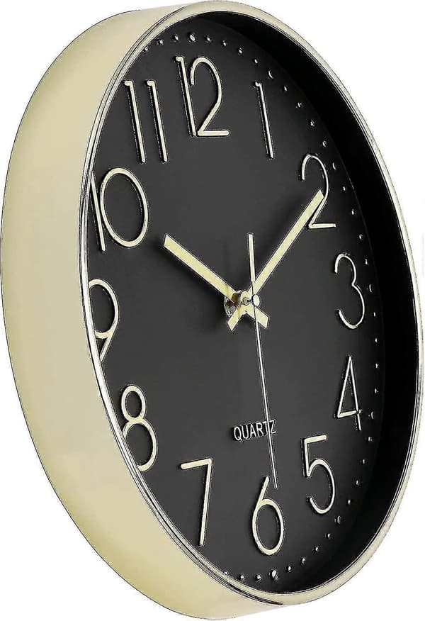 Väggklocka 30 cm Tyst Icke-tickande Väggklocka black