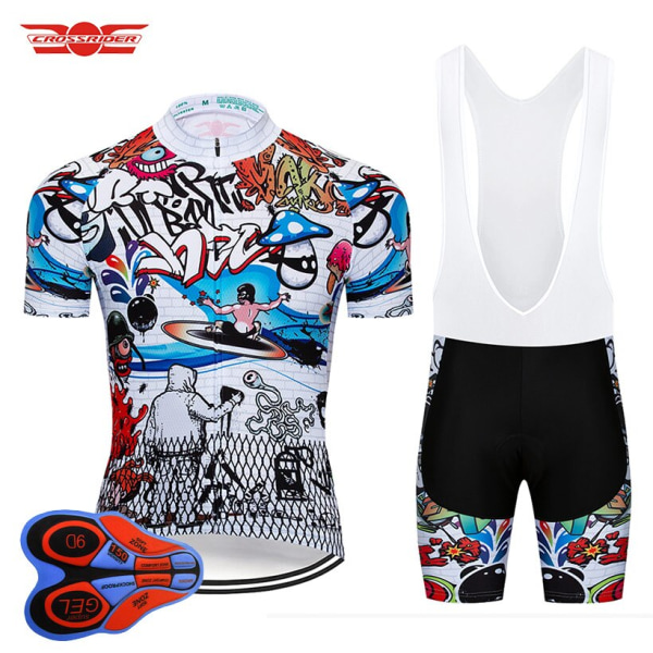 2023 Funny PRO Cykeltrøje 9D Gel Bike Shorts Suit MTB Uniform Ropa Ciclismo Herre sommercykeltøj Maillot Culotte White 4XL