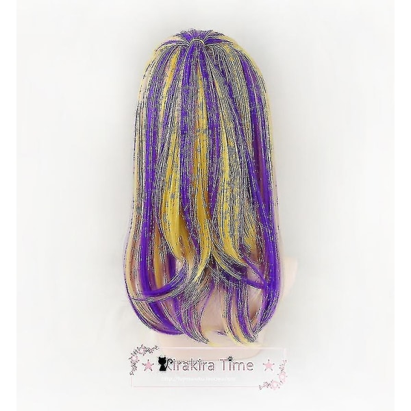 Express Wakasa Imashi Peruukki Anime Tokyo Avengers Senju Cosplay Purple Highlight Hiustarvikkeet Korvakorut Lämmönkestävä Peruukki Korkealaatuinen wig and earrings