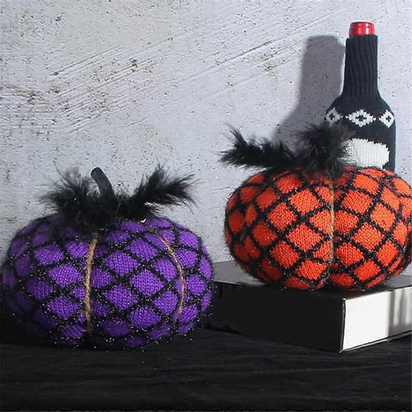 Halloween Græskar Pude Dekor 3D Græskar Pyntepude Lilla