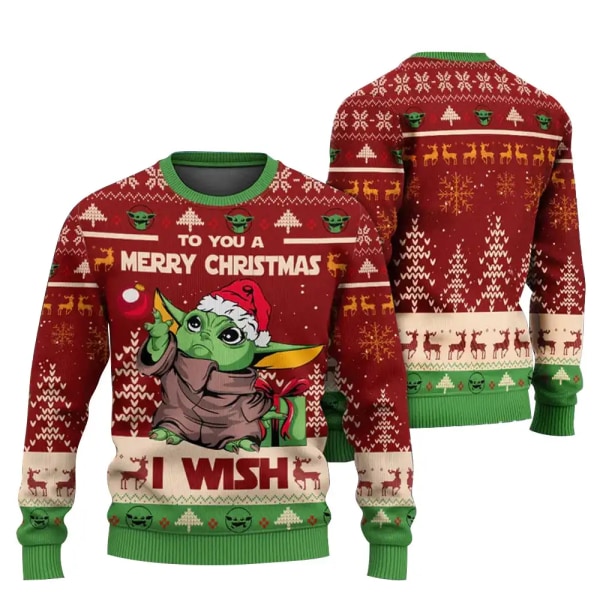 The Mandalorian And Grogu Baby Yoda Ugly Sweater 2024 Merry Christmas Men Genser Høst Vinter Star Wars Genser for kvinner style 9 5XL