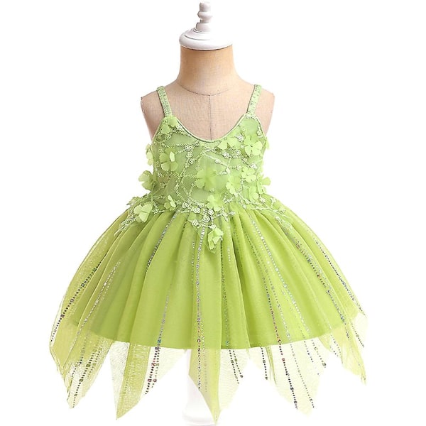 Princess Fairy Tulle Tinkerbell Cosplay Kostume Fancy Dress Festkjole 4-5 Years