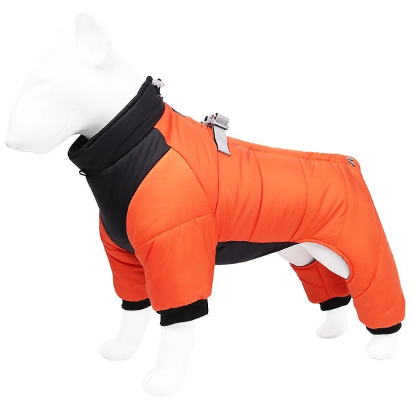 Hundejakke Quiltet Puffet Frakke Hvalp Hund Vinter Varmt Tøj Udendørs Farveblok Vest Orange 2XL