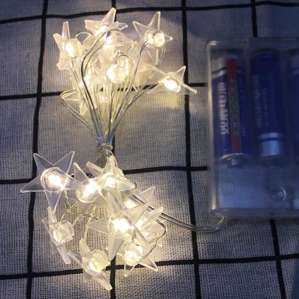 Jul 2m 20 Led String Fairy Lights Garland Dekor Party Xmas Tree Hanging Lampe Innendørs Utendørs Hjem Peis Mantel Dekorasjoner Five Pointed Star