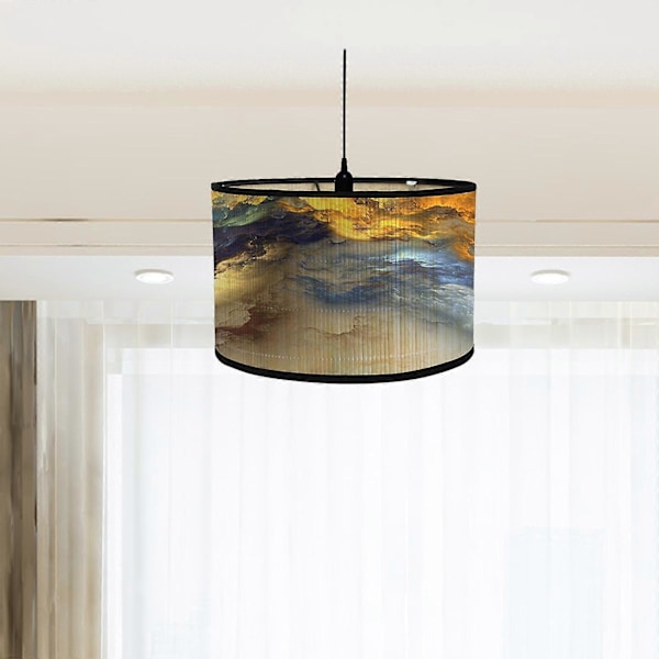Trumtryck Lampskärm, Tryckt Trumlampskärm, 30 cm Topp x 30 cm Botten x 20 cm Hög Trumformad Lampskärm, Bambulampskärm Endast för Matsal
