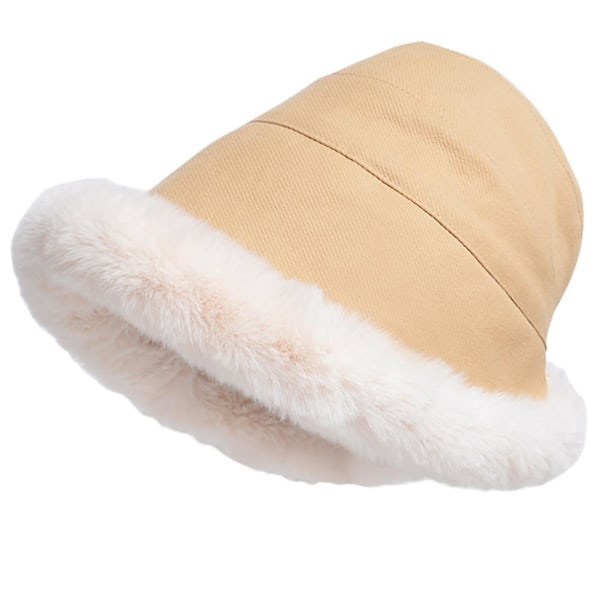 Naisten hattu sametilla kuulosuojaimilla Kylmäpitävä talvipitävä hatut naisten tytöille Beige
