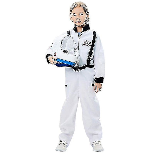 Hurtig Forsendelse Børne Astronaut Kostume Uniform Spil Performance Kostume Halloween Karneval Forklædning White XL