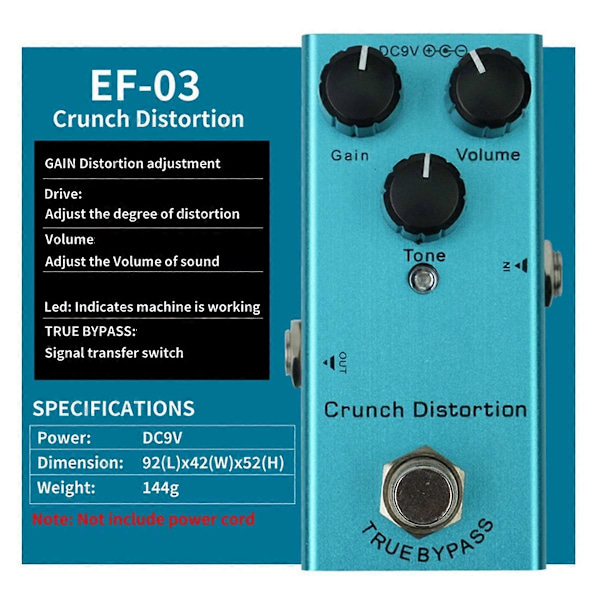 Elektrisk Gitarr Effekter Pedal Mini Crnch Distoriton