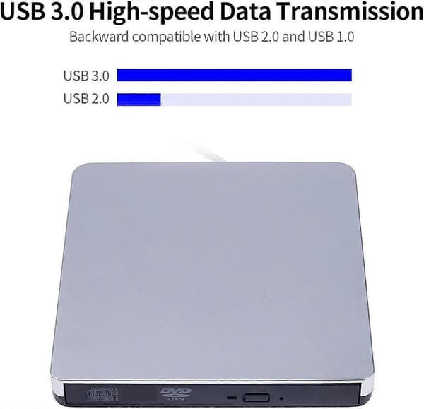 DVD-afspiller Ekstern USBC 3.0 Slank DVDRW CD-brænderdrev til bærbar pc Sort