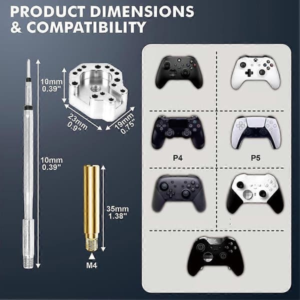 Joystick loddekolbespids sæt med C245 & 936 adaptere til PS5, PS4, til Xbox Series X S Switch controllere