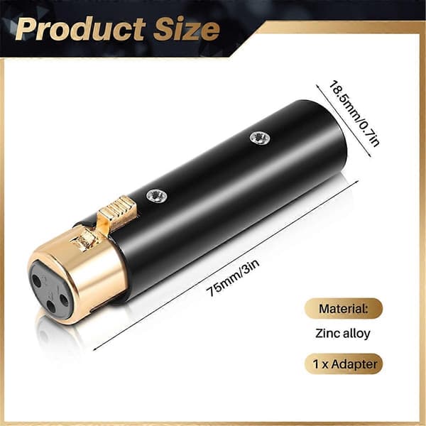 XLR 3-ben hun til XLR 3-ben han adapter, lydinterfaces, til stereomikrofonkabel