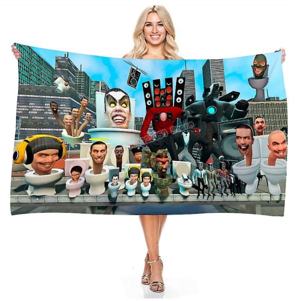 Skibidi WC kylpytakki Animegame mikrokuituliina kylpypyyhe Sarjakuva printed kylpytakki Talvikylpyhuone Rantakylpylä kylpypyyhe Lahja Skibidi Toilet-16 Size 140x180cm