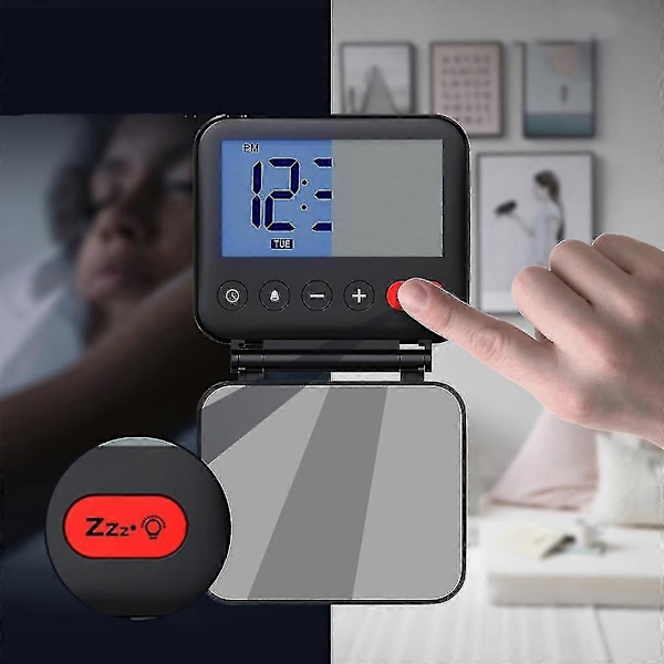 Vikbar Digital Reseväckarklocka Hopfällbar Sängklocka Med Snooze-läge