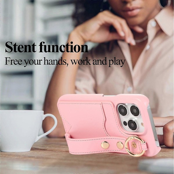til iPhone 15 Pro Max/ 15 Ultra Wallet Case med kortholder Telefon Lanyard PU Læder til iPhone 15 Pro Max/ 15 Ultra Cade med stativ