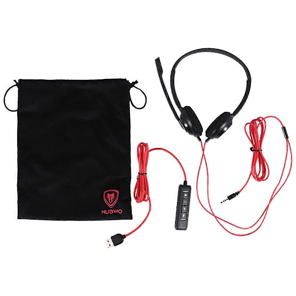 NUBWO USB Headset med støjreducerende mikrofon til PS5 bærbar computer, On-Ear kablet kontoropkald