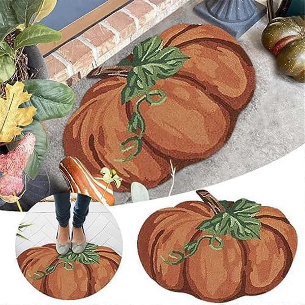 Thanksgiving Græskar Tæppe, Ikke-Vaskbar Velkomst Dørmåtte, Søde Efterårs Dørmåtter til Indendørs Udendørs Entré