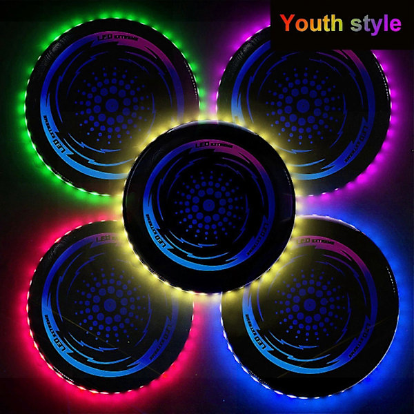 Ungdom Utomhussporter Frisbee LED Ljus-Frisbee Leksak Självlysande Flygande TeFat med 42 LED-lampor