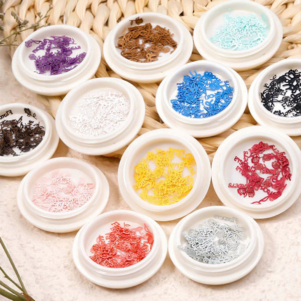 3D Alla hjärtans dag Nagelkonst Stickers Blommor Nageldekaler Träflis Nageldekoration