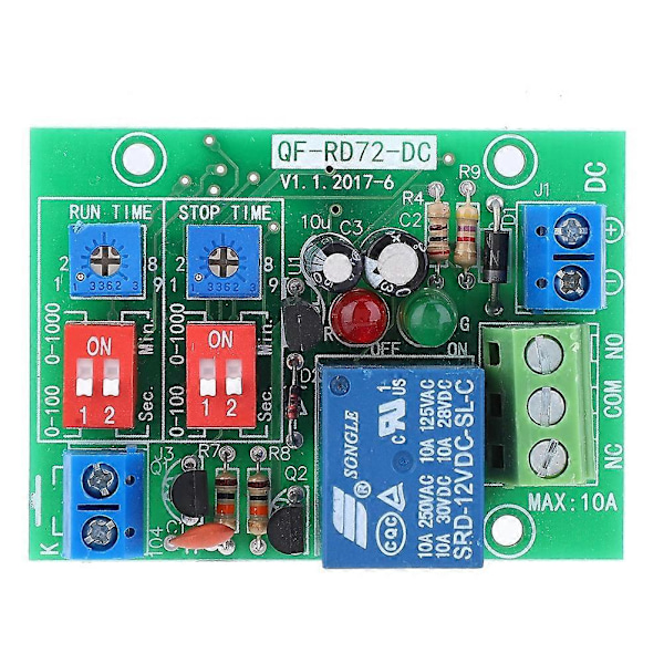 RD72-DC-12V Oändlig Cykel PÅ AV Relämodul Trigger Fördröjningsbrytare Oändlig Loop Relä