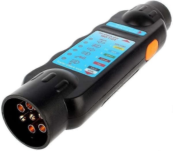 Pin Trailer Tester Værktøj, 7-pin 12V Træk Trailer Strimmel Stik Socket Forbindelse Tester Diagnostisk Tester Sort