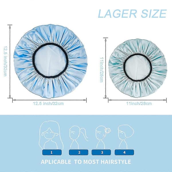 Duschmössa. 4-pack stora duschmössor för kvinnor med långt hår. Premium mjuk silkeslen satin