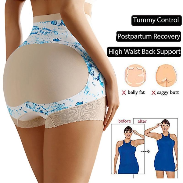 Højtaljet mavekontroltrusser Iskold sommer Kvinder Sømløse trusser Postpartum Hofteløftning Slankende Undertøj Body Shaper B-Black L