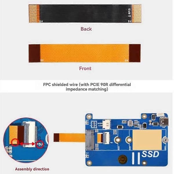 MPS2280P PCIE M.2 NVME SSD Udvidelseskort til Raspberry Pi 5