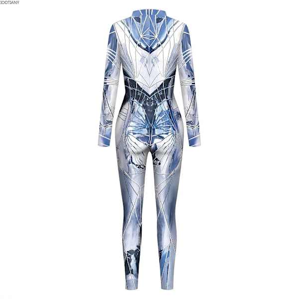 Iootiany 3D-tryckt Zentai-dräkt för män Sexig Bodysuit för kvinnor Par Reflekterande Mönster Catsuit Ryggdragkedja Cosplay Kostym Partykläder B142-475 S