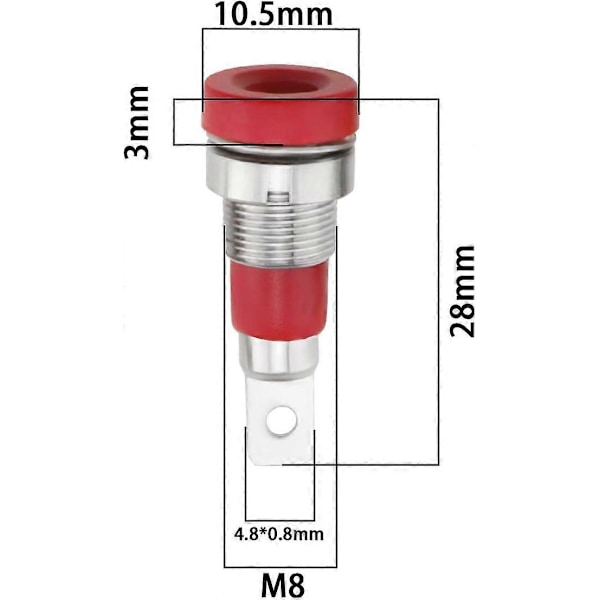 Bananstikforbindelse - 10 stk. 4 mm hun Audio Højttaler Testforbindelse (5 sorte, 5 røde)
