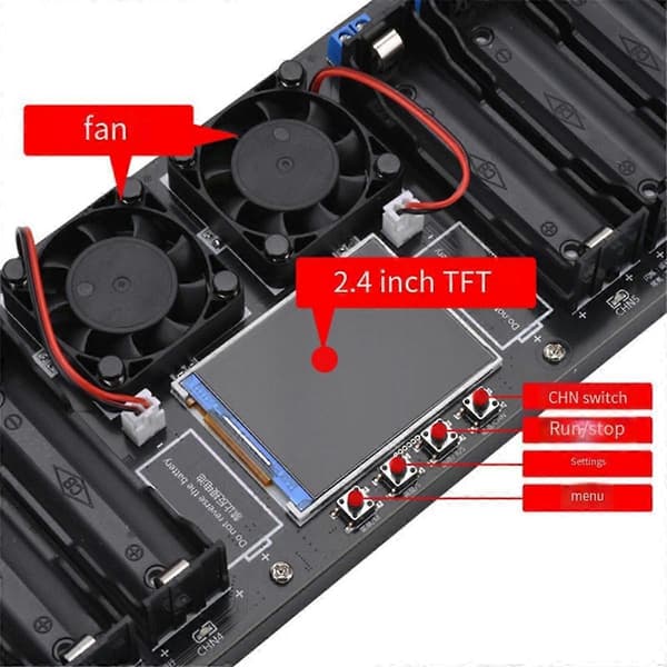 8 Kanaler 18650 Lithium Batterikapacitet Tester Modul MAh MWh Kapacitetsdeling Intern Modstand