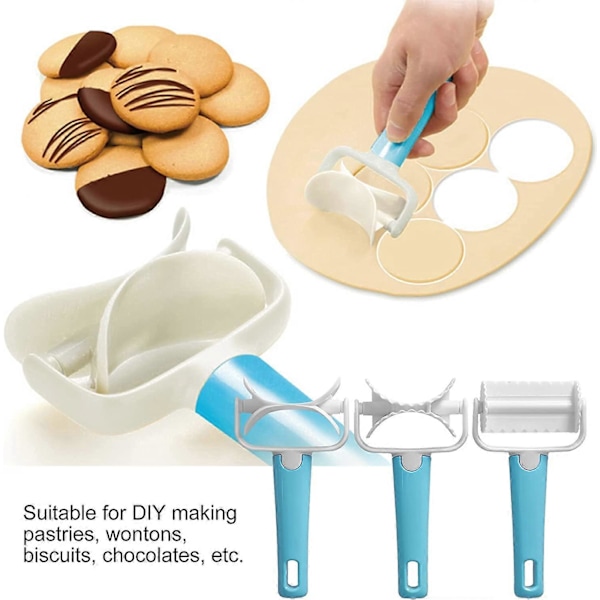 Dejrulle, 3 stk. sæt DIY dejrulle bageudstyr til wonton-kager, dumplings og kagefremstilling