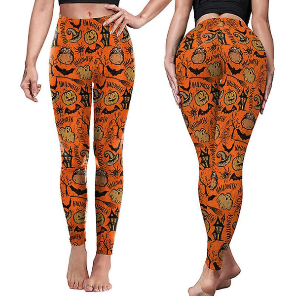 Träningsleggings för kvinnor Magkontroll Halloween yogabyxor Hög midja med printed leggings för kvinnor style 2 S