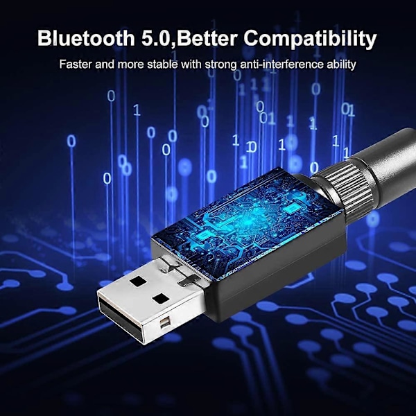 Onvian USB Bluetooth 5.0 Adapter Dongle Antenne Lang Rækkevidde 100M Trådløs Audio Modtager Sender Til PC Laptop Win 7/8/8.1/10
