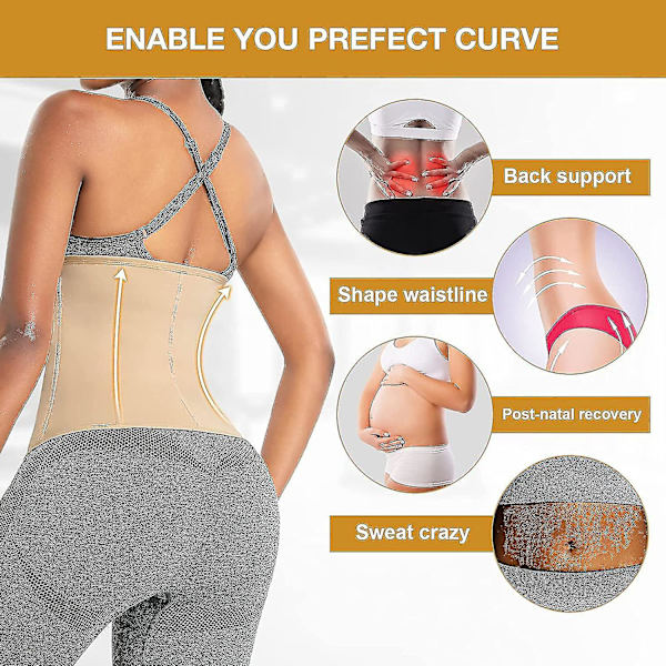 Tflycq Neoprene Waist Trainer Trimmer 6 Teräsluullinen Fajas Hengittävä Vyötärö Cincher Vyö Korsetti Vetoketju ja Koukut Naisten Vartalon muoto Säädettävät Olkaimet Body S Zip-hook-beige 4XL