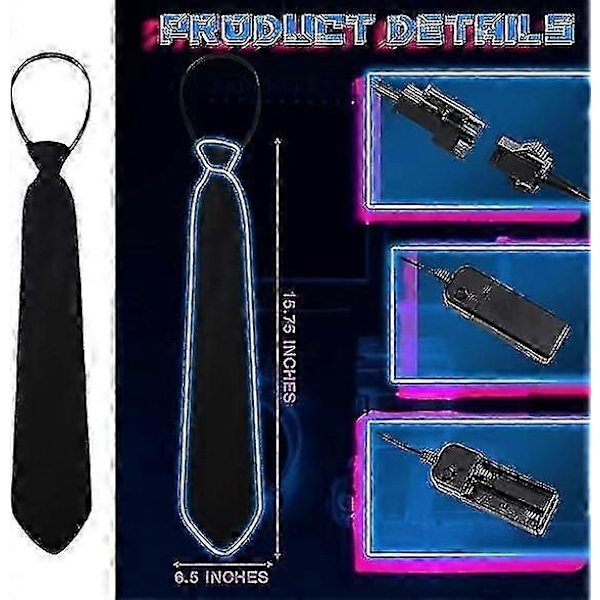 LED Slips Neon Slips Ljus Slips för Män Pojkar Nyhet Fluga Kostym