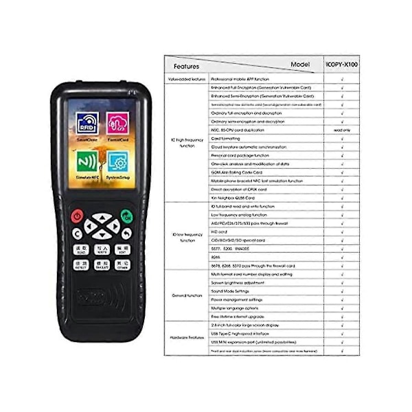 RFID-kopieringsmaskin med avkodningsfunktion, smartkortnyckelmaskin, RFID NFC-kopierare, IC-ID-läsare/skrivare