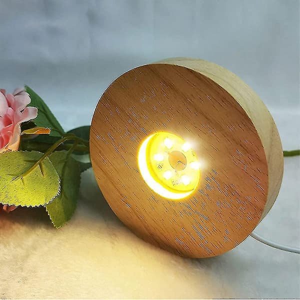 Solid Træ Lampefod Stativ, Roterende Display Stativ, Genopladeligt Tilbehør, LED Lys