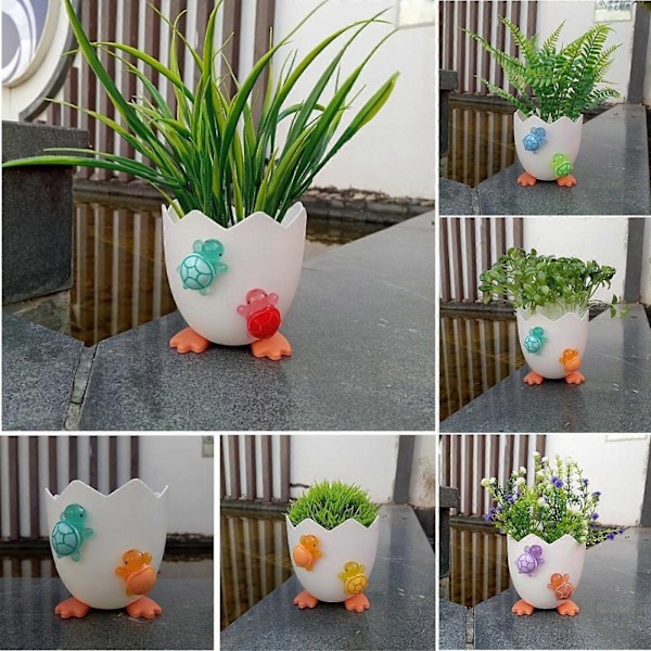 Eggeskallformet Blomsterpotte med Skilpadddekor for Skap Skrivebord Stue