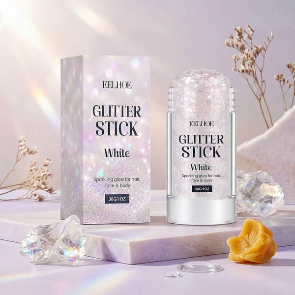 Krämig Vit Glitter Sminkstift, Långvarig, Icke-flagande Formula med Enkel Applicering 2PCS