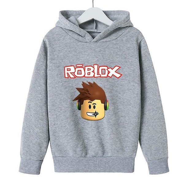 Teenage drenge piger Roblox hættetrøje langærmet sweatshirt Gray 11-12Years