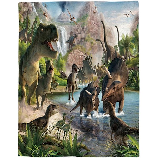 Flanell Fleece Filt för Soffa Säng Vulkan Dinosaurie Samling Mjuk Mysig Lättviktig Sängfilt för Barn/Vuxna/Flickor/Pojkar 150x200cm Dinosaurie2al