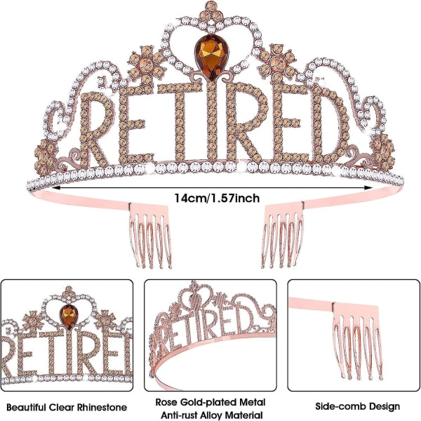 Retirement Party Decorations Pensionering Damer Favours, Retirement Crown Tiaras And Belts, Ladies Crystal Crowns Happy Retirement Party Supplies, Favo