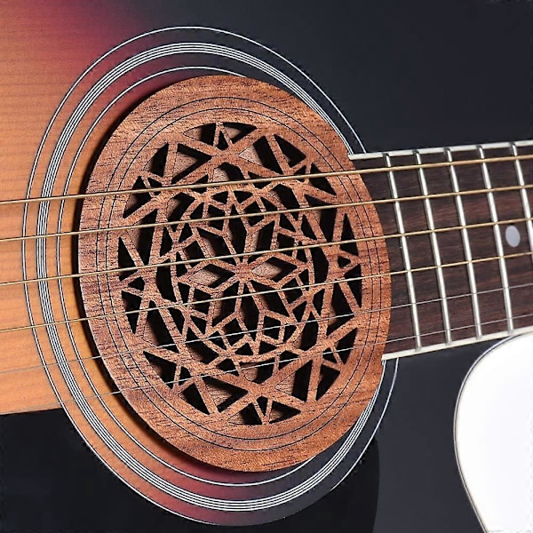 Gitarr Trä Ljudhål Skydd Block Feedback Buffer Mahogny Trä för EQ Akustisk Folk Gu