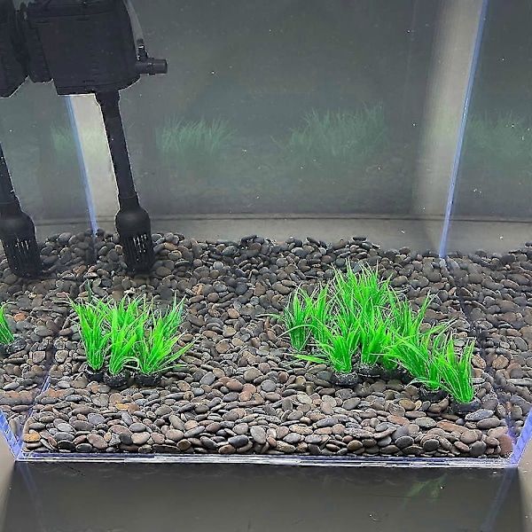 Akvarieplanter Akvariedekorationer 20 stk. Lille Størrelse/2,5 cm Høje Kunstige Plastplanter Guldfisk Vandland Fiskesjul Mini Græssæt (Grøn-B)