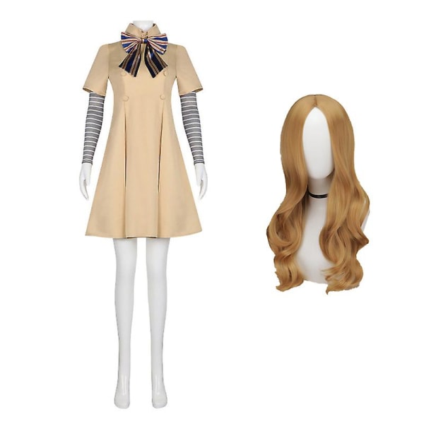 M3gan Cosplay -asumekko Ai Doll Robots Tuhatkaksikymmentäkolme Megan Uniform set lapsille ja aikuisille Costume wig M