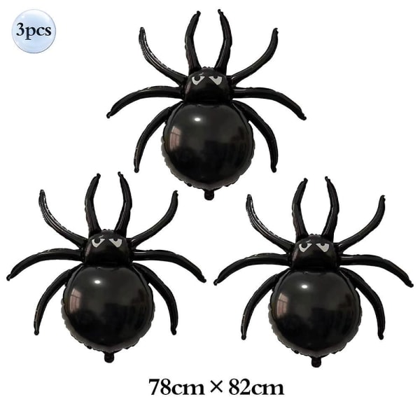 3d Kæmpe Halloween Spider Aluminium Film Balloner Skræmmende Spider Web Horror Realistisk Spider Børnelegetøj Happy Saints Day Festindretning 3pcs