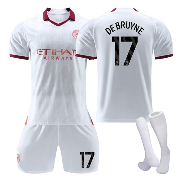 23-24 Manchester City Udebanetrøje Manchester City fodbolduniform Sportstøj til voksne børn NO.17 DEBRUYNE 16
